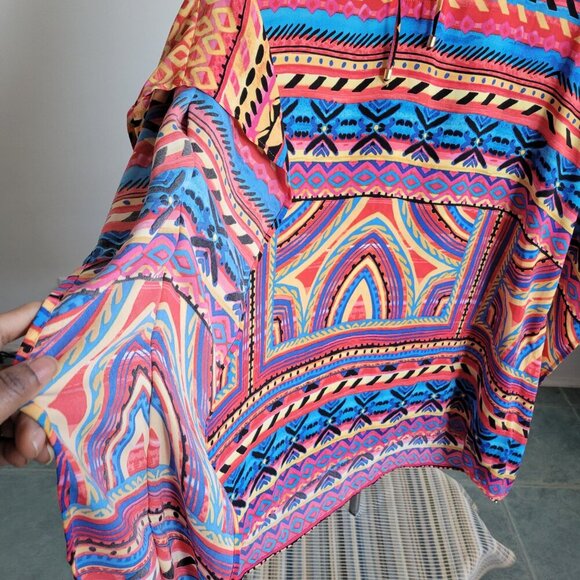Rafaella Striped Tribal Caftan Tunic Top Sunset Serenade (Size: 1X) - Picture 7 of 12